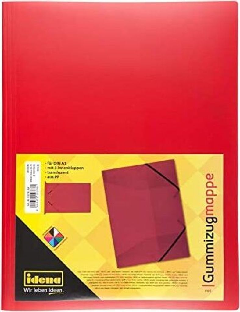 Idena Sammelmappe PP mit Gummizug transluzent rot DIN A3