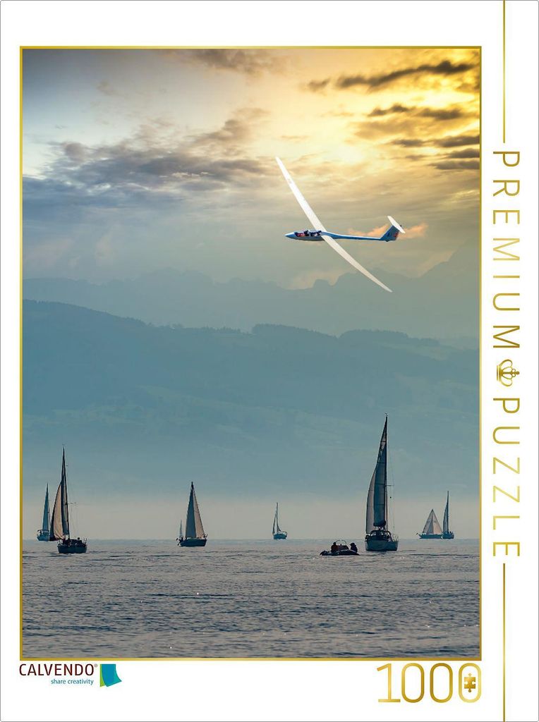 CALVENDO Puzzle Segelflieger über dem Bodensee | 1000 Teile Lege-Größe 64x48cm Foto-Puzzle für glückliche Stunden