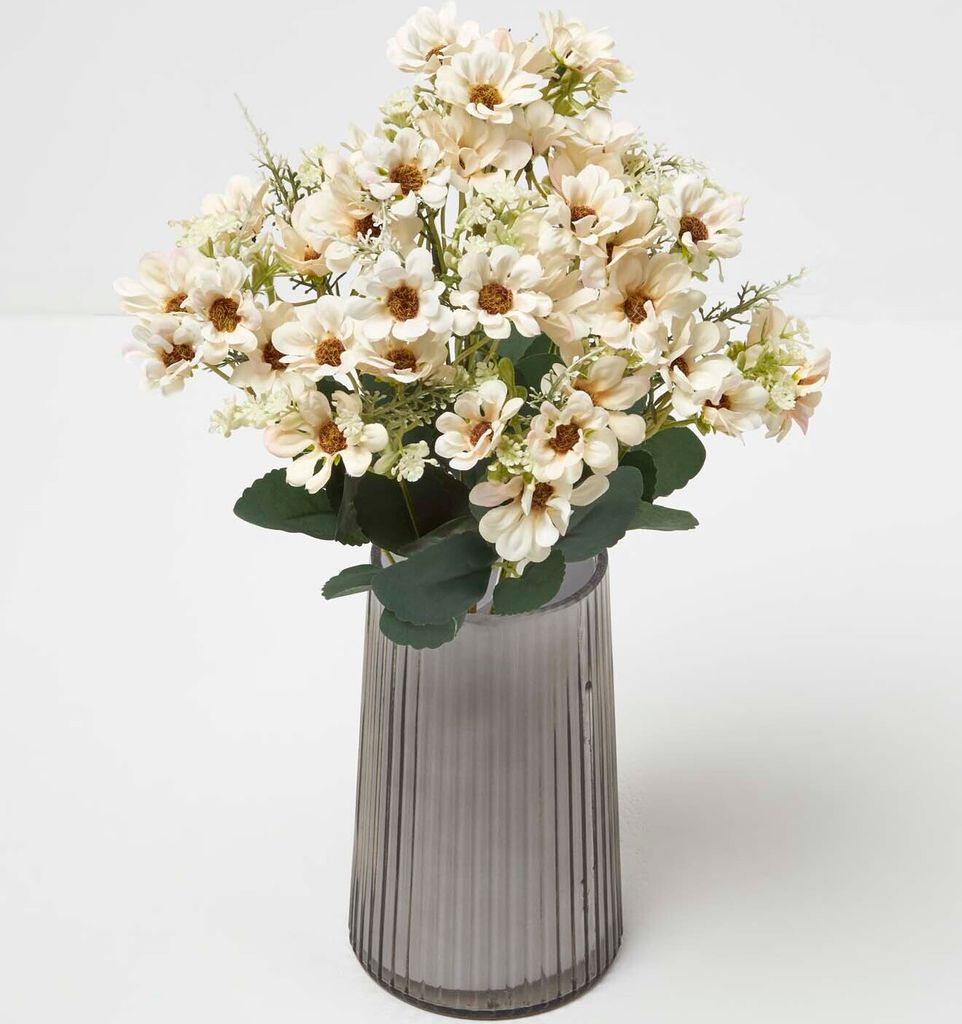 HOMESCAPES Wilde Margeriten cremeweiß – Kunstblumenstrauß, 46 cm
