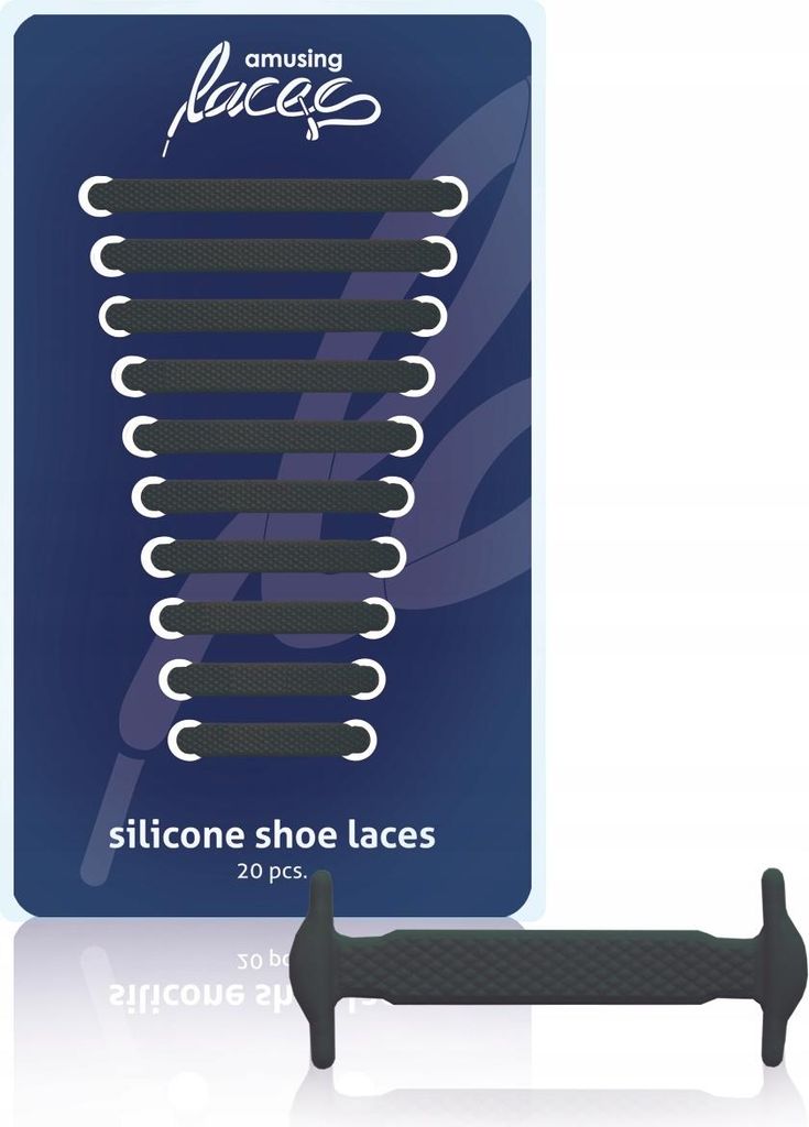Silikonschnürsenkel ohne Bindung Amusing Laces - 20 stk - Schwarz
