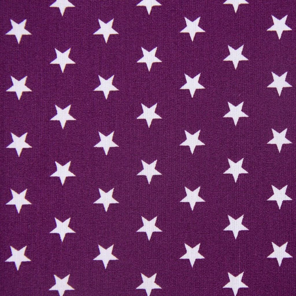 Baumwollstoff Meterware Sterne ca. 1x lila aubergine weiß 1cm 1,40m