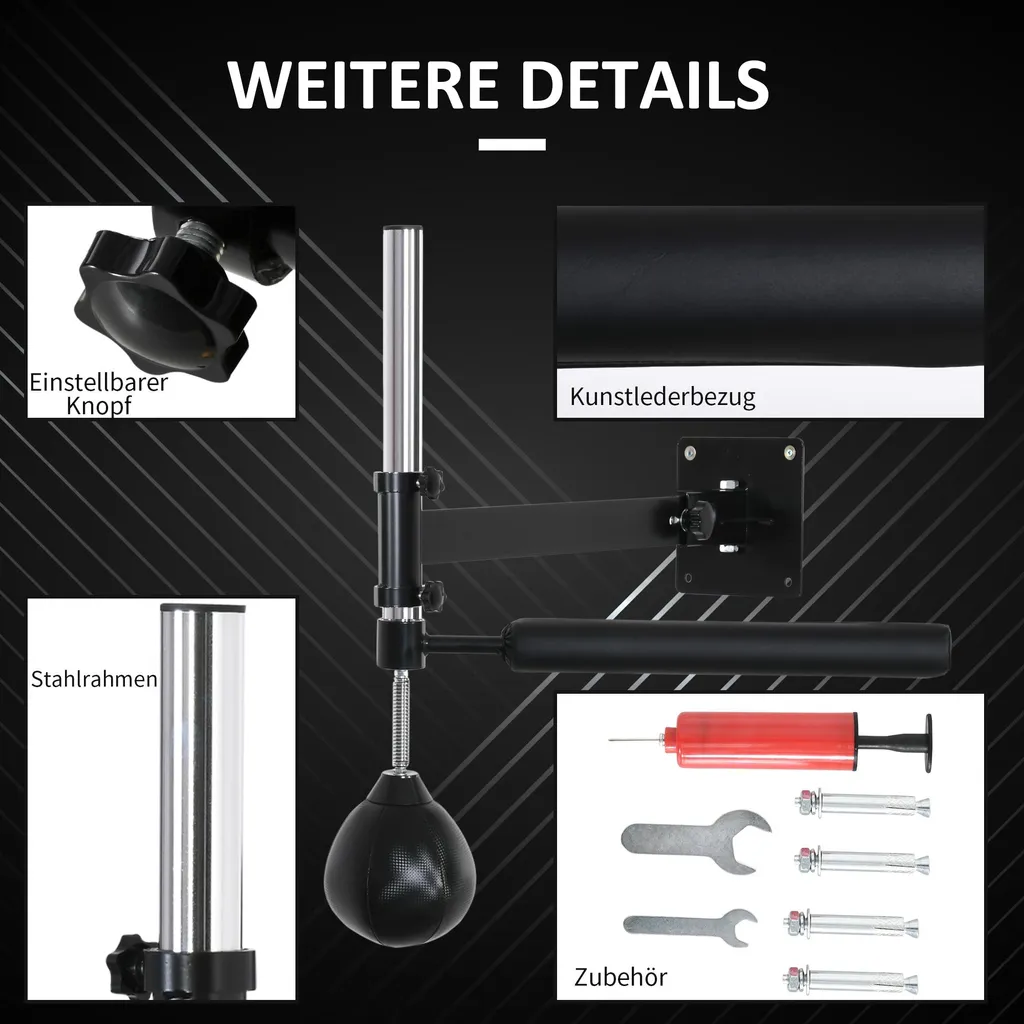 HOMCOM Support de Boxe Mural Pliable avec Barre Rotative et Speedball - 7