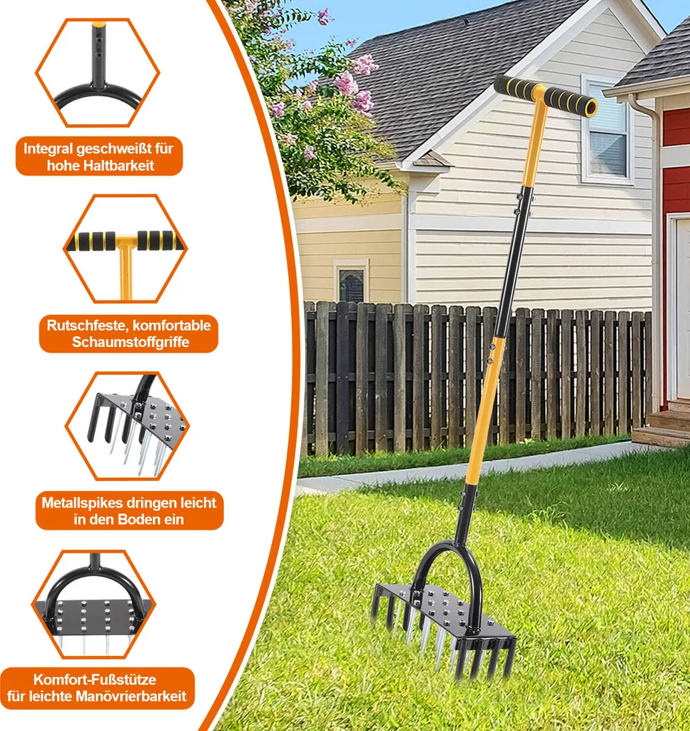 Izrielar Set 2 Aeratori Prato 98cm - Design Ergonomico Giallo Nero - 3
