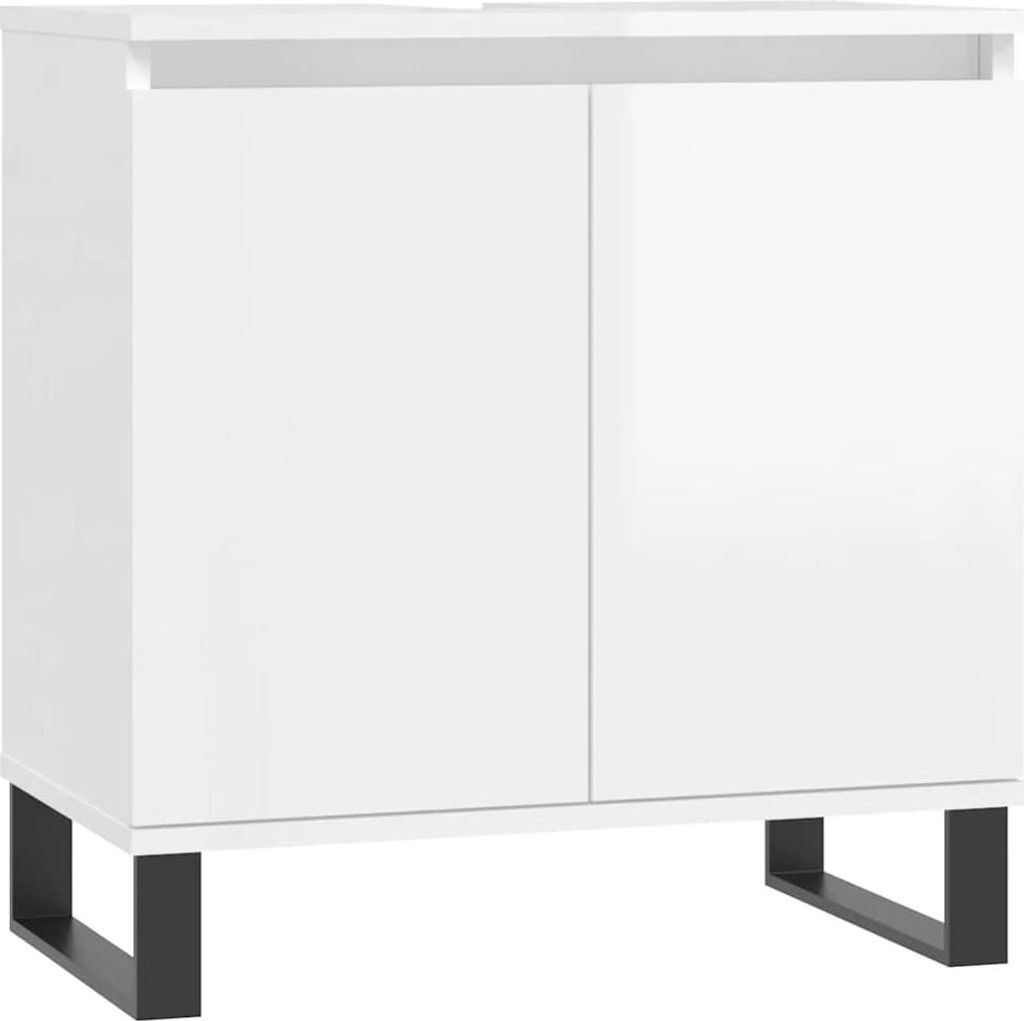 vidaXL Badschrank Hochglanz-Weiß 58x33x60 cm Holzwerkstoff