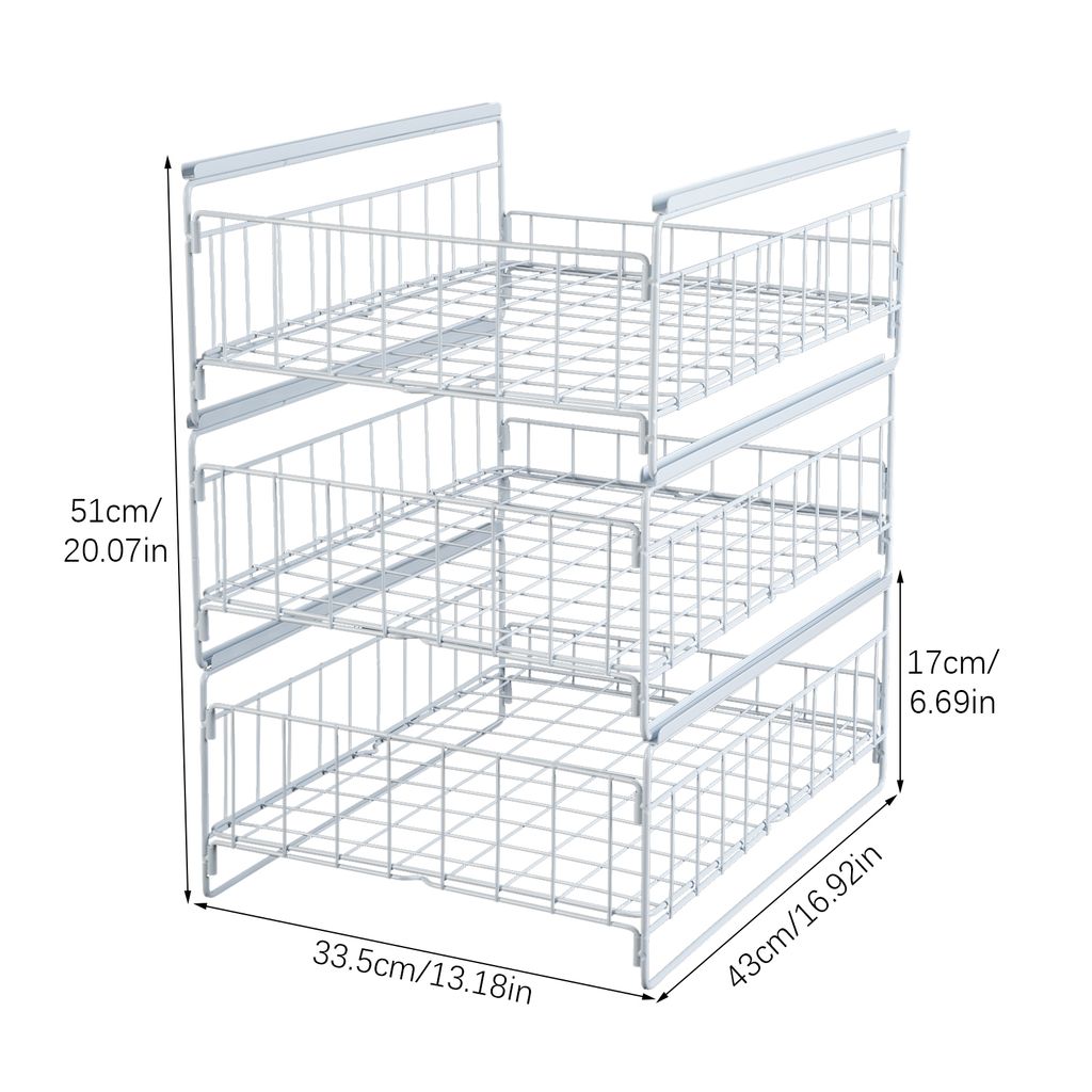 Küchenschubladen Ausziehbares Regal 33.5*43*51cm Weiß Produktbild 2