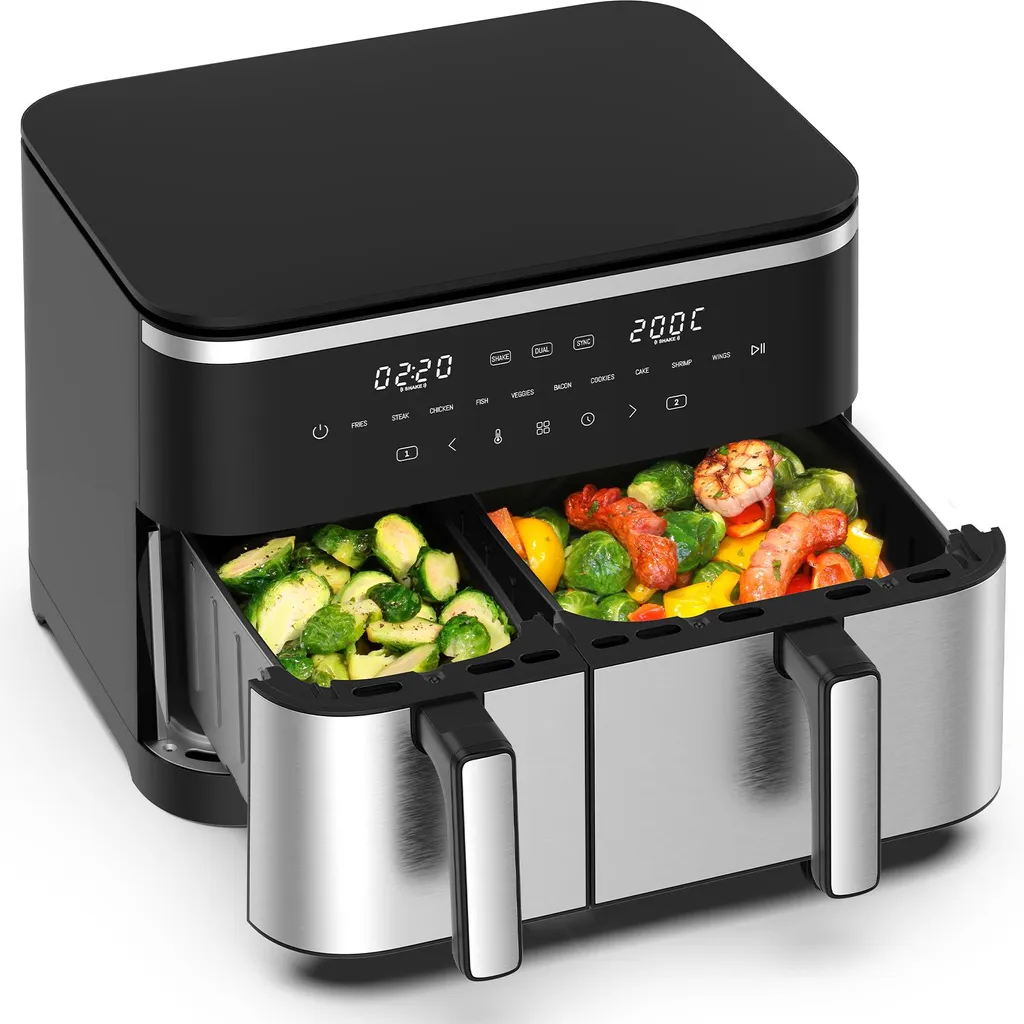 Friteuse sans huile XL 11 litres double bac avec 5 modes de cuisson