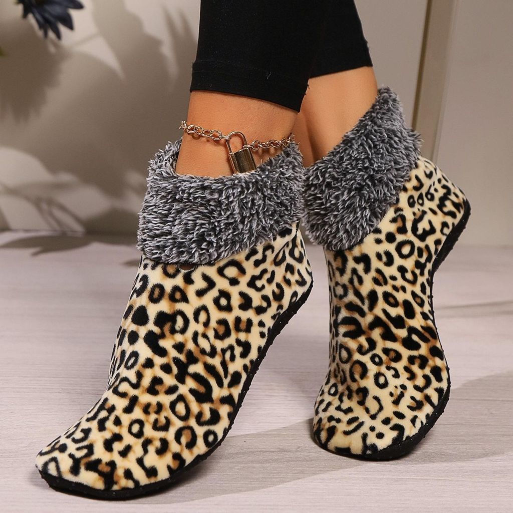 4 Paar Winter Wohnsocken für Damen - kuschelig weicher Flor-Innenfutter Bodensocken, für Indoor & Camping, Größe: 22.5-24cm, Stil A