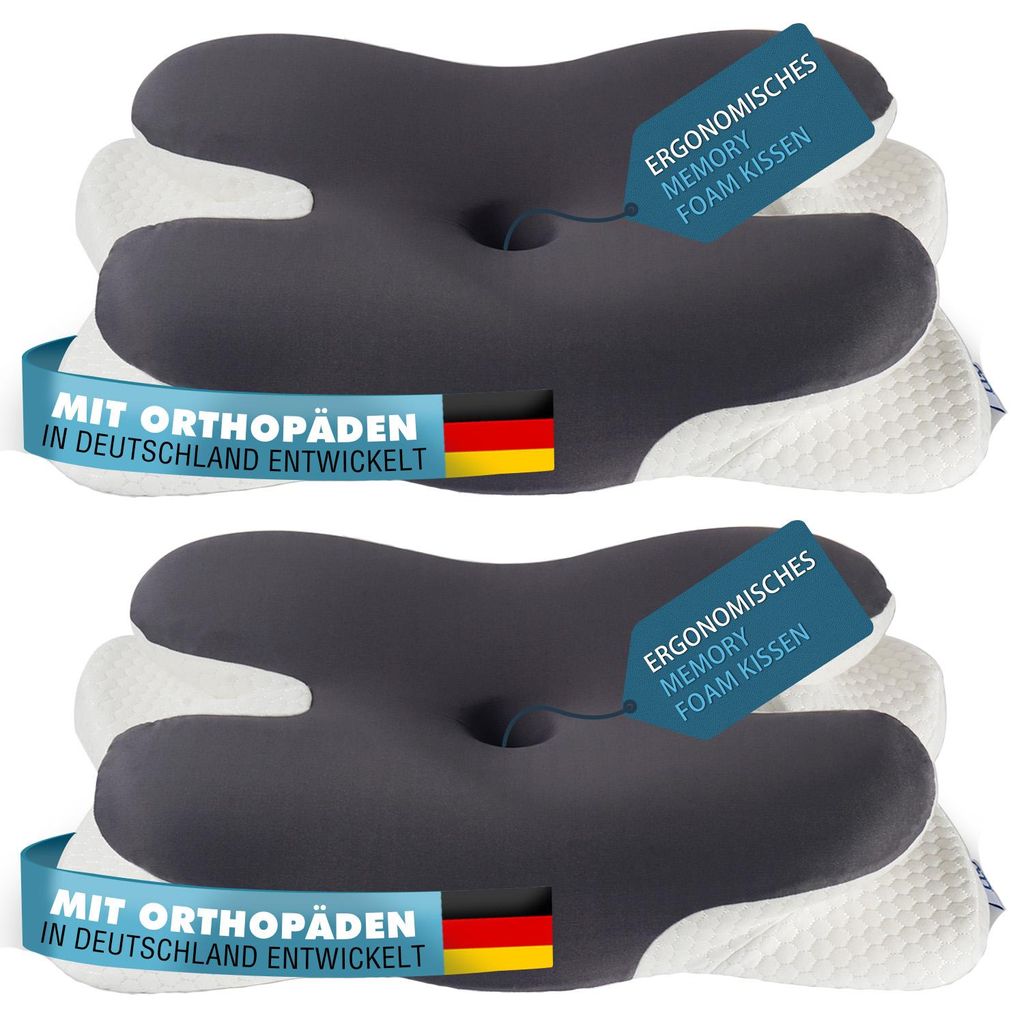 2 St. Kopfkissen Nackenschmerzen, Ergonomisches Memory Foam Nackenstützkissen, Orthopädische Kissen Gegen Nackenschmerzen, Nackenkissen Schlafkissen