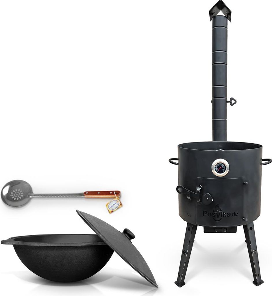 Feuerofen Ø 40 cm 2 mm Stahl Utschak Uchag mit Usbekische Kazan 12 L Казан Учаг