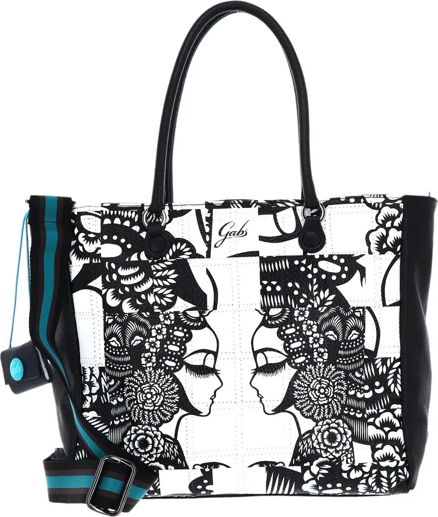 Gabs Jessica Stampa Trip Profili B/N - Sac à main en cuir italien blanc