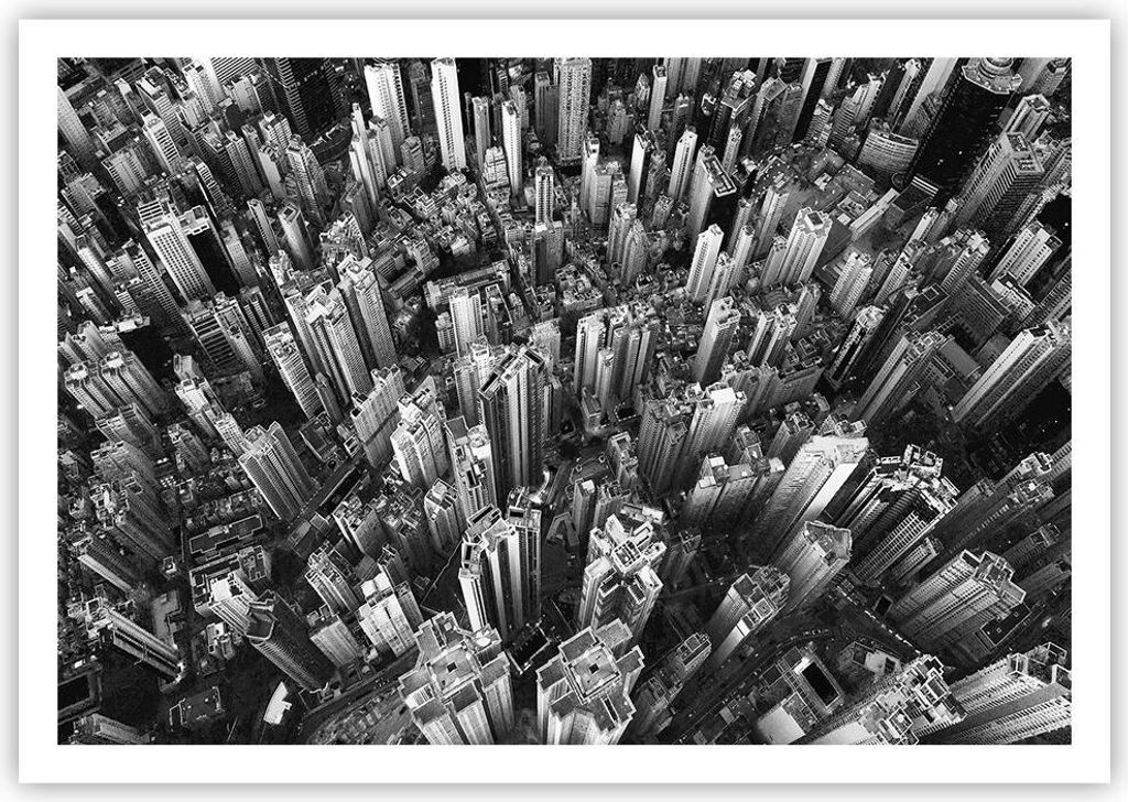 Poster - Poster ohne Rahmen - Wolkenkratzer mit Berge - 100x70 cm - Wand Bild - Wanddeko - Wandbilder - Kunstposter - Wandposter - Bilder - Kunstdr...