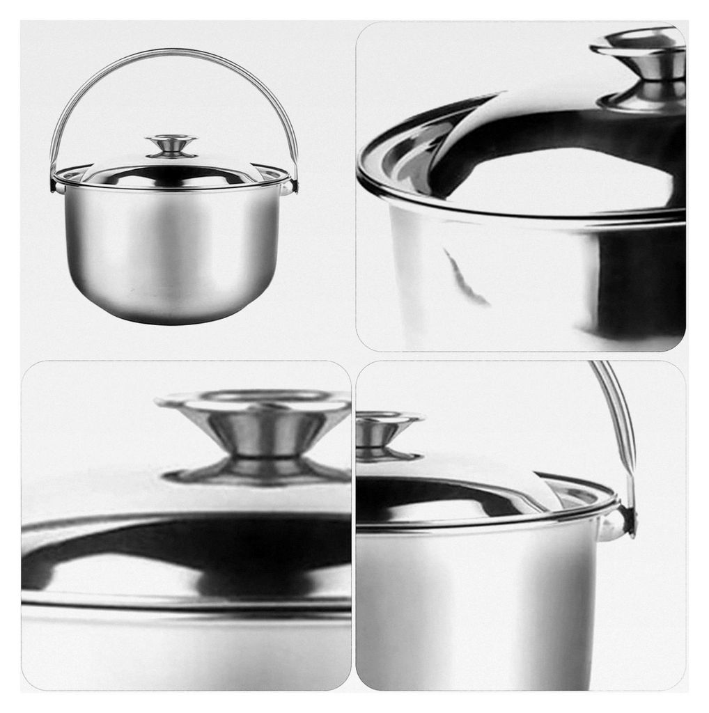 Edelstahl Kochtopf 18 cm mit Deckel, Multifunktionstopf für Induktion, geeignet als Suppentopf für Haushalt und Küche