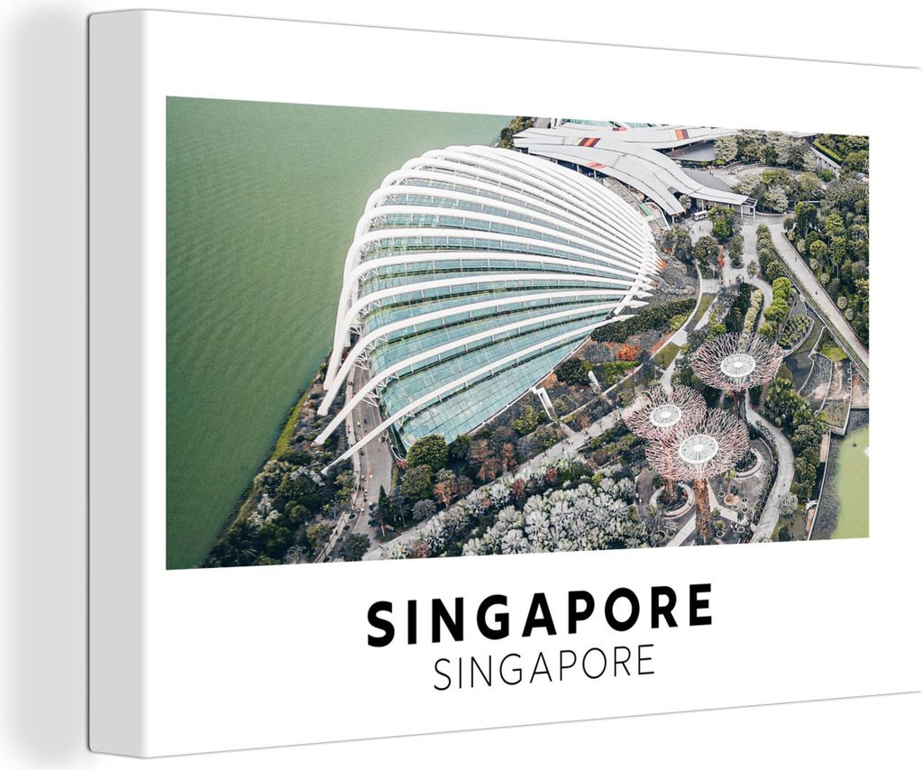 OneMillionCanvasses - Leinwandbilder - 140x90 cm, Singapur - Wasser - Architektur, Wandbilder Kunstdruck Wanddekoration - Foto auf Leinwand - Gem...