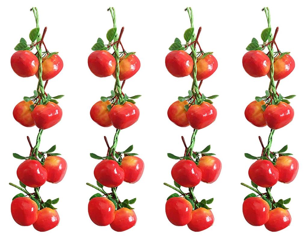 4-teilige künstliche Obst- und Gemüsegirlande zur Wanddekoration: Künstliche Bananen, Erdbeeren, Kürbisse, Tomaten, Gurken, Chilischoten – id...