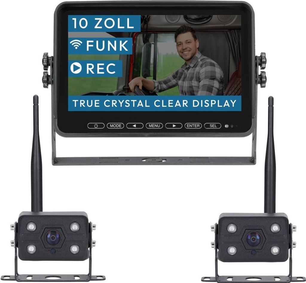 10" FUNK-Set ELEMENT WIRED PRO HD XL | mit 2 Kameras | Wohnmobil & LKW bis 25 Meter RVS-24776