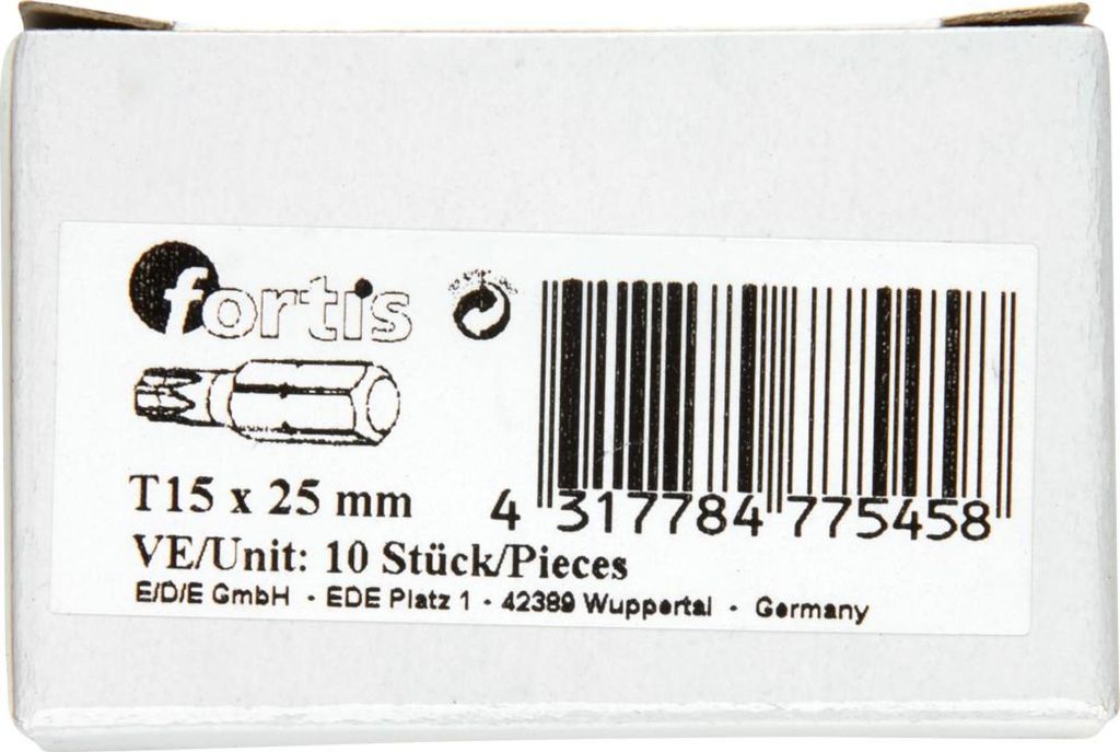 Fortis Bit für TX, DIN 3126 C6,3 T15 x 25 mm, 10 Stk.