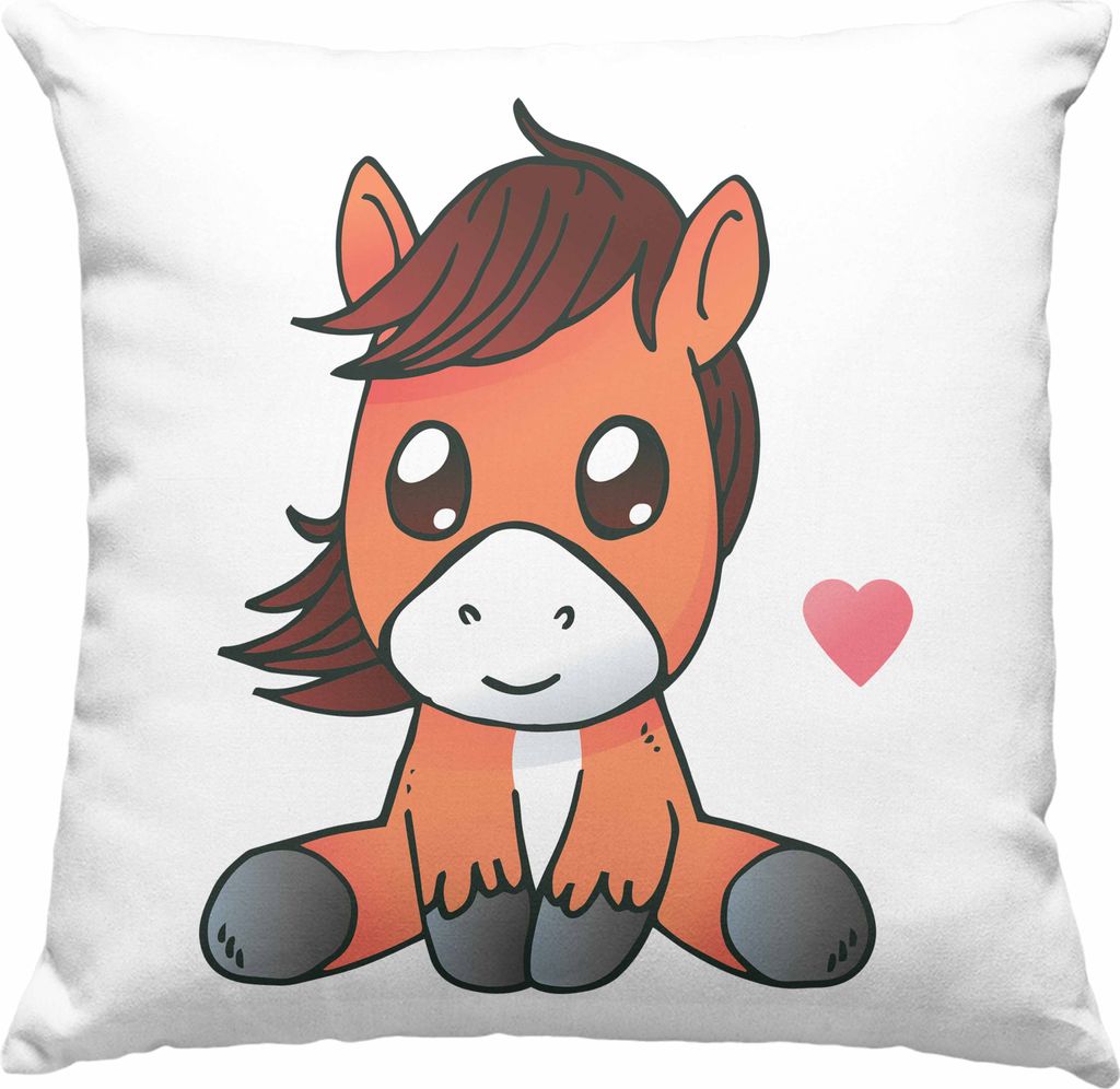 Pferd Deko-Kissen mit Füllung 40x40 Lustig Reiterin Geschenk Pferde Geschenke Mädchen Pferdeliebhaber (Grau)