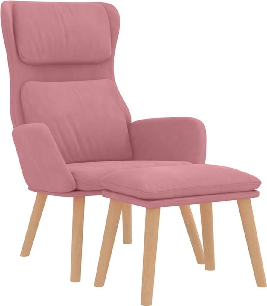 vidaXL Relaxsessel mit Hocker Rosa Samt