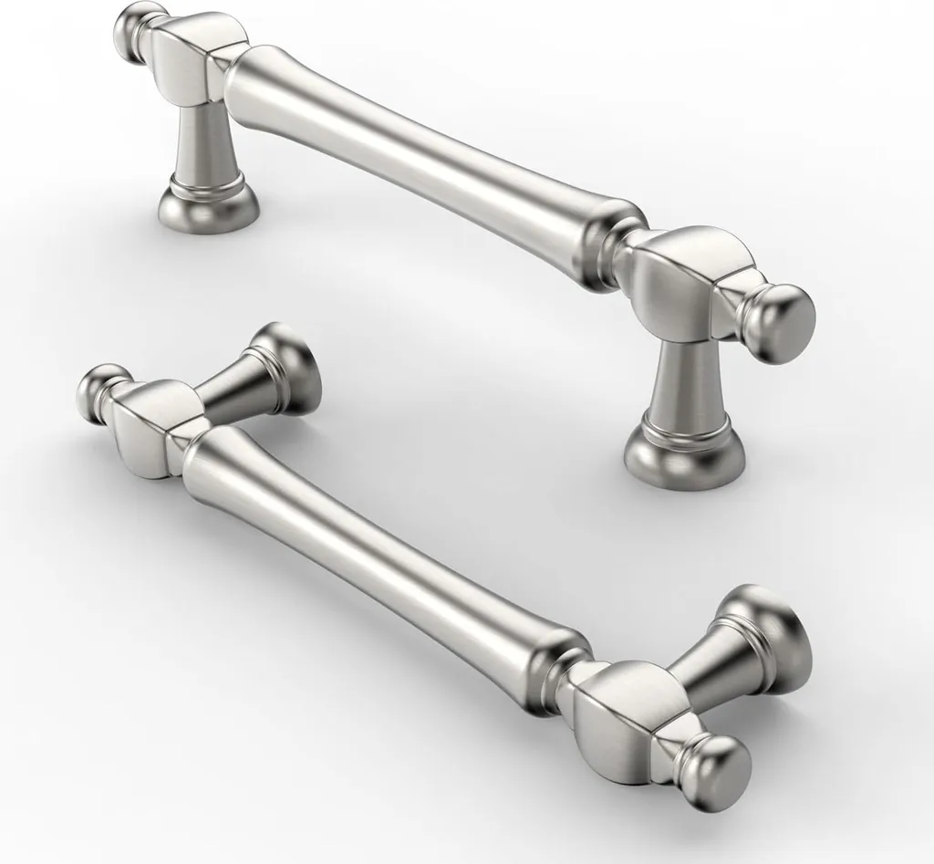 Poignée de Meuble Entraxe 96mm en Nickel Brossé Robuste - 10 Pcs