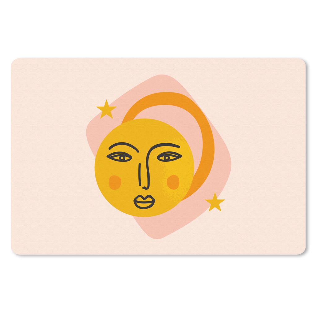 MuchoWow Schreibtischunterlage Gesicht - Sommer - Rosa 60x40 cm - XXL Mauspad - Großes Mauspad