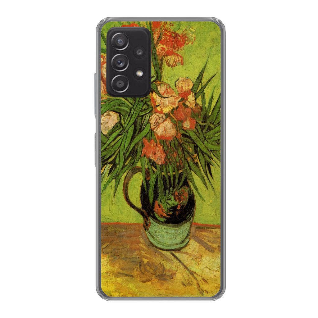 MuchoWow Handyhülle Schutzhülle Hülle für Samsung Galaxy A33 5G Stillleben Vase mit Oleander und Büchern - Vincent van Gogh Silikon Softcase...
