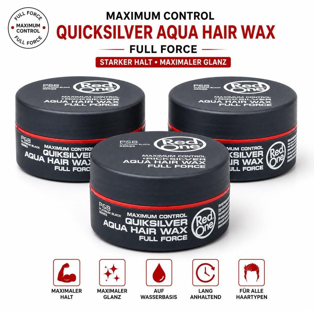 Red One Quicksilver Aqua Hair Wax 3er Set – 3x150ml Produktbild 
