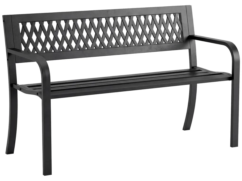 Banc d'extérieur en métal noir résistant aux intempéries pour parc