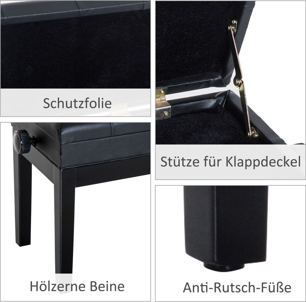 HOMCOM Taboret do pianina Ława do pianina Taboret do Zdjęcie produktu 5