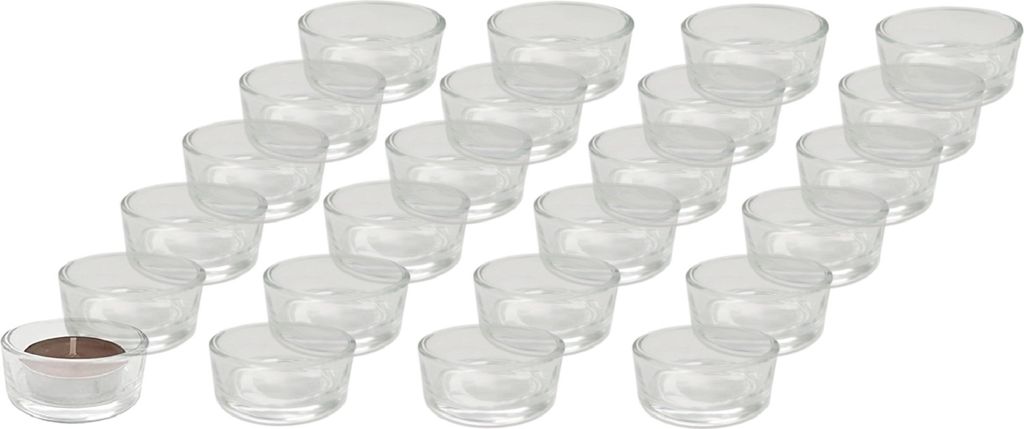 24 x Teelichtgläser Teelichthalter 5 x 3,5 cm Tischdeko Produktbild 