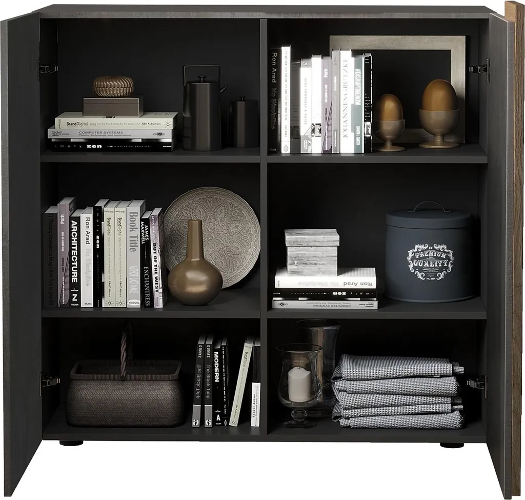 Giarole Buffet 121x44x114h cm Brun Noyer 4 Étagères Fabriqué en Italie