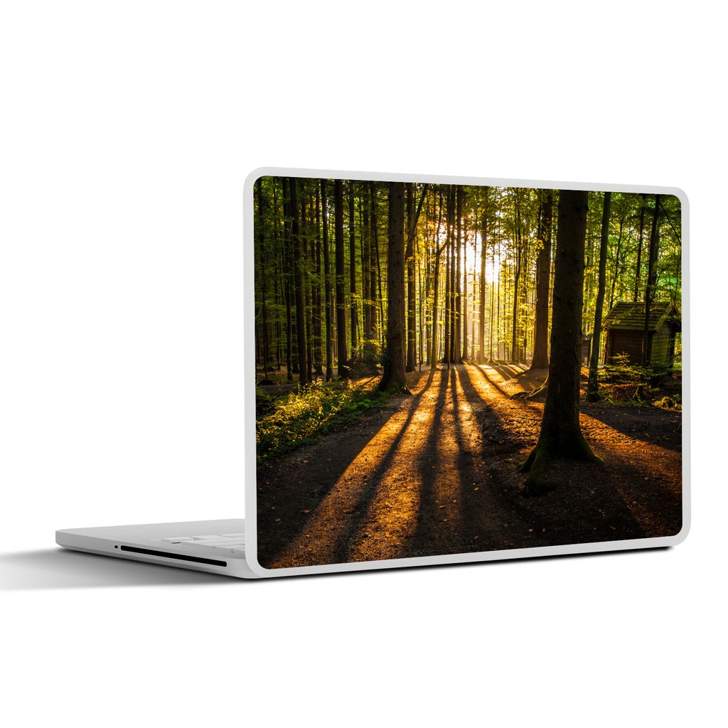 MuchoWow Laptop Aufkleber Sticker Cover Sonne - Bäume - Wald - Landschaft - Natur 25x18 cm - Laptop-Deko