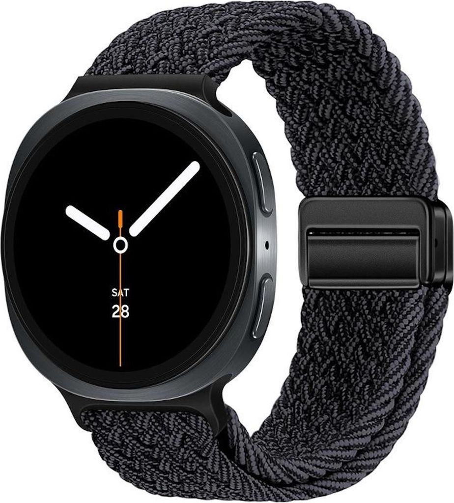Magnetverschluss Nylon Armband für Samsung Galaxy Watch 8 / 8 Classic Schwarz