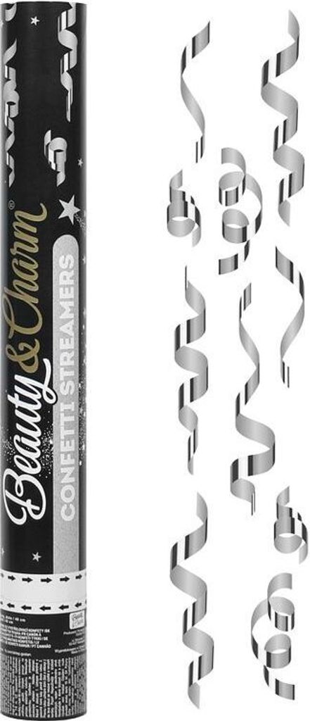 5 Konfettikanonen Luftschlangen 40 oder 60 cm gold silber metallic Party Hochzeit Geburtstag Silvester Konfetti Kanone