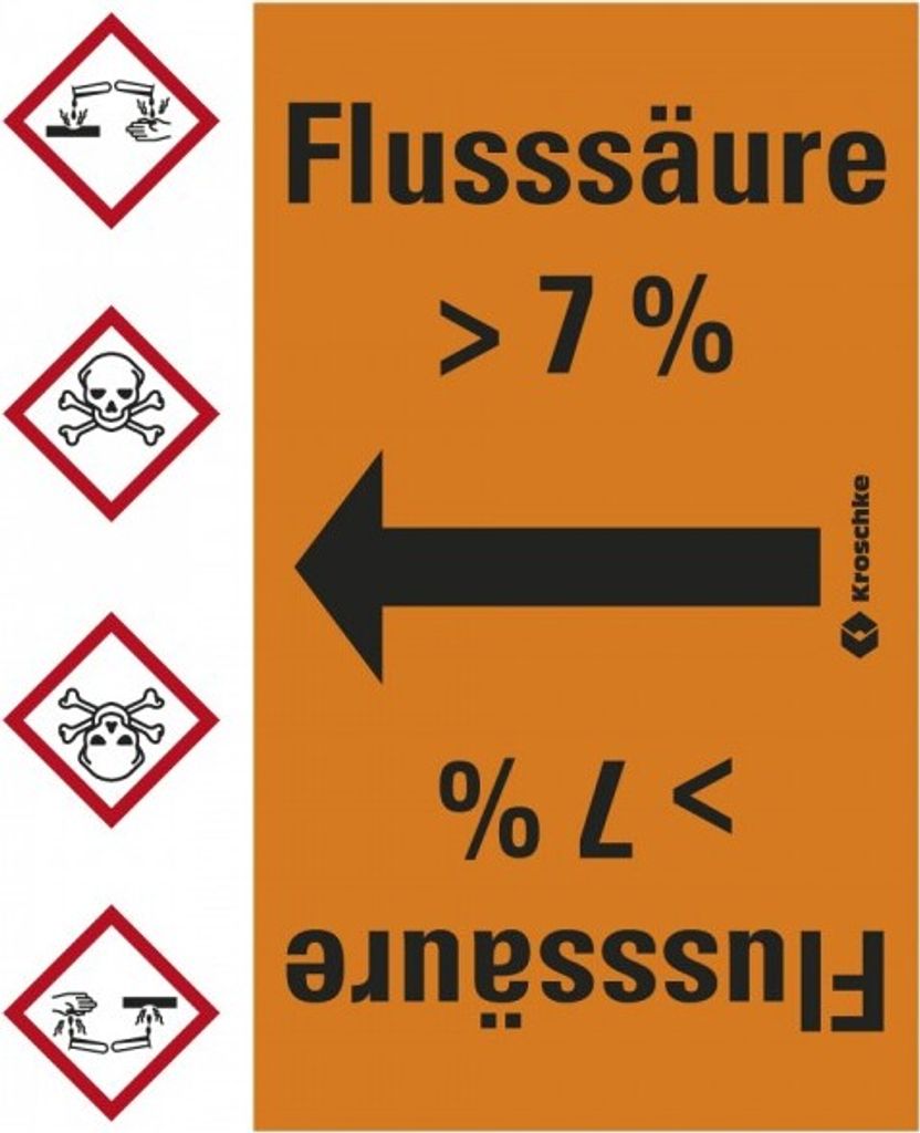 Dreifke Rohrleitungsband Flusssäure > 7%, praxisbewährt, ab Ø50mm, orange/sc...