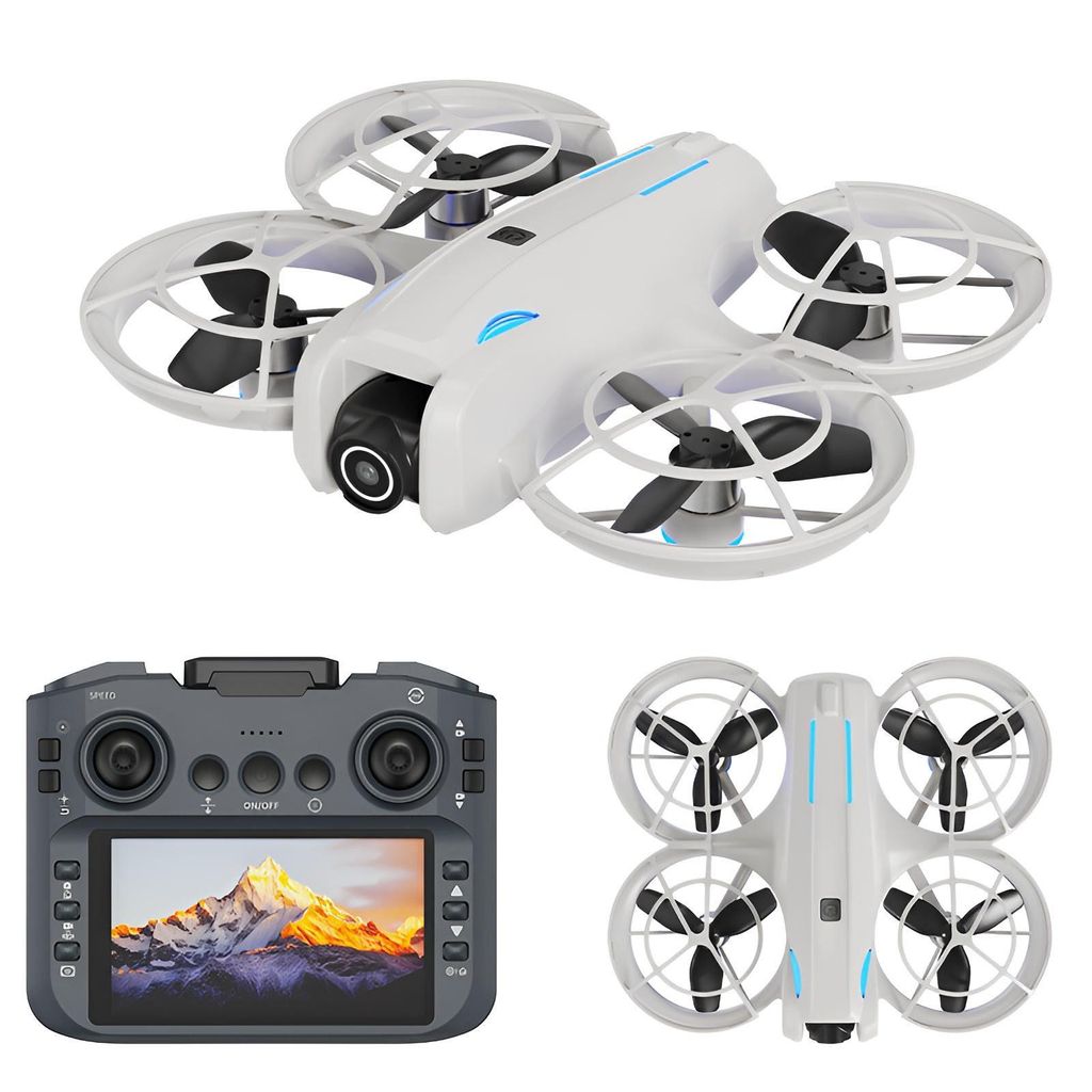 GOLDSTERN-TECH RC-Quadrocopter (Mini Drohne mit Kamera 1080p Full HD, WiFi FPV, 5,6 Zoll Display Fernsteuerung), Optical Flow, Auto Return, 2 Akkus