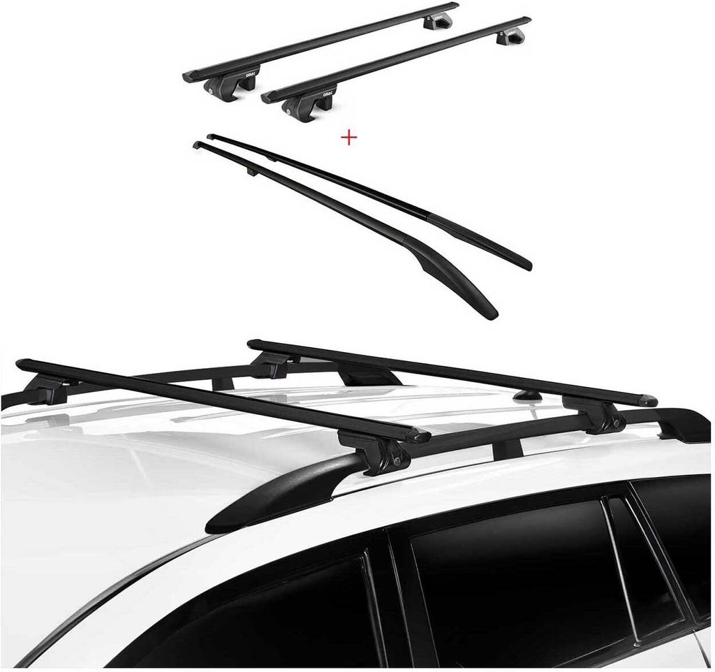 Dachreling + Dachträger Satz für VW Touareg 7L 2002-2010 Alu Schwarz