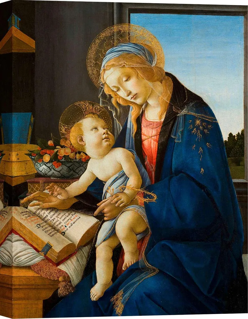 Stampe su tela Sandro Botticelli - La Madonna col Bambino (La Madonna del Libro), 1480 - 60 x 40 cm