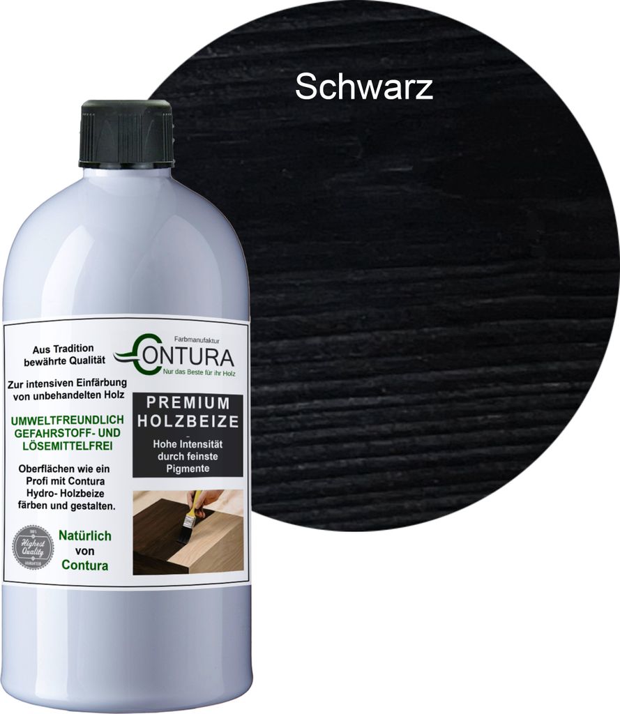 Contura 500ml. Holzbeize Wasserbeize Möbel Farbe - Schwarz Produktbild 