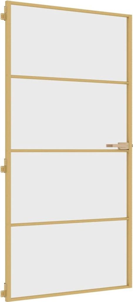 vidaXL Innentür Schlank Golden 102,5x201,5 cm Hartglas und Aluminium
