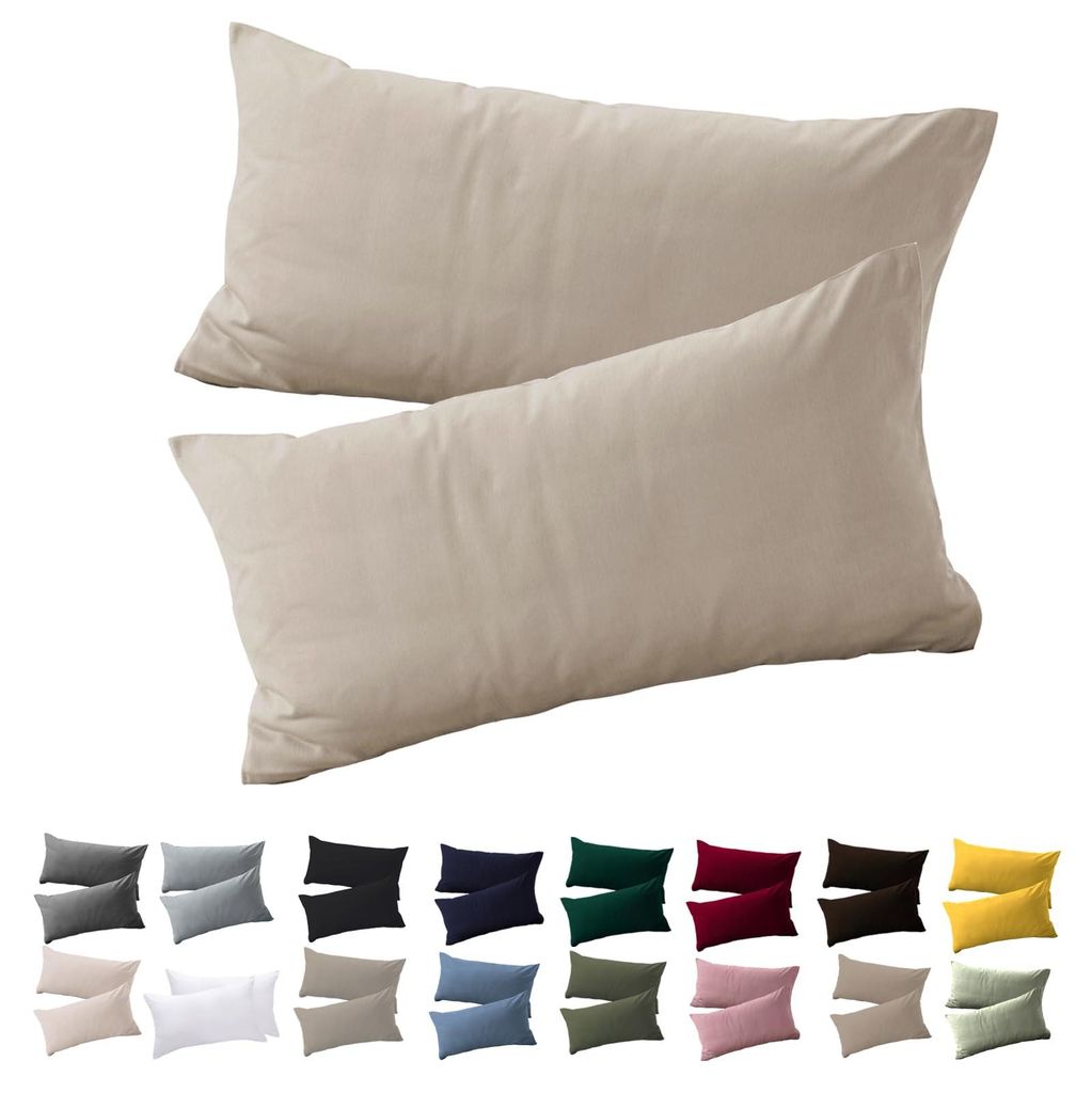 Kissenbezug 40x60 cm, 2 Stück - Warmbeiger Kissenbezug für Kissen der Größe 40 x 60 cm, 100 % Mikrofaser, strapazierfähig und hypoallergen, mi...