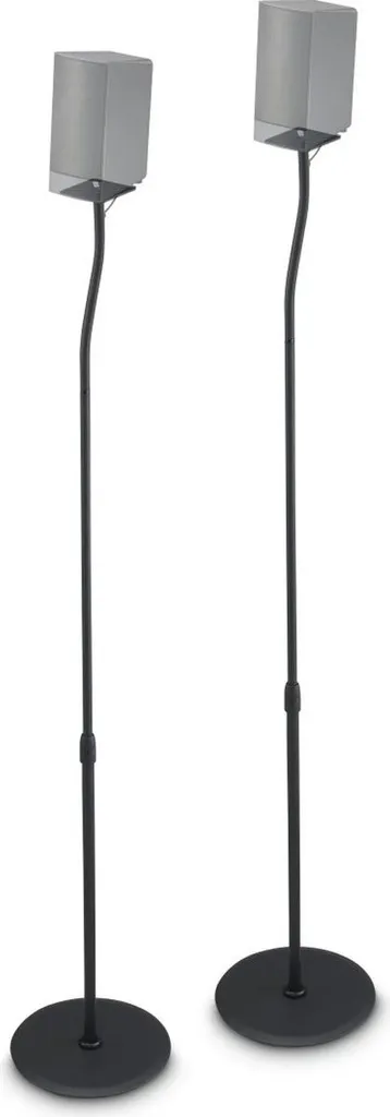 Pied de Haut-Parleur Universel Hama Télescopique en Acier Noir Mat