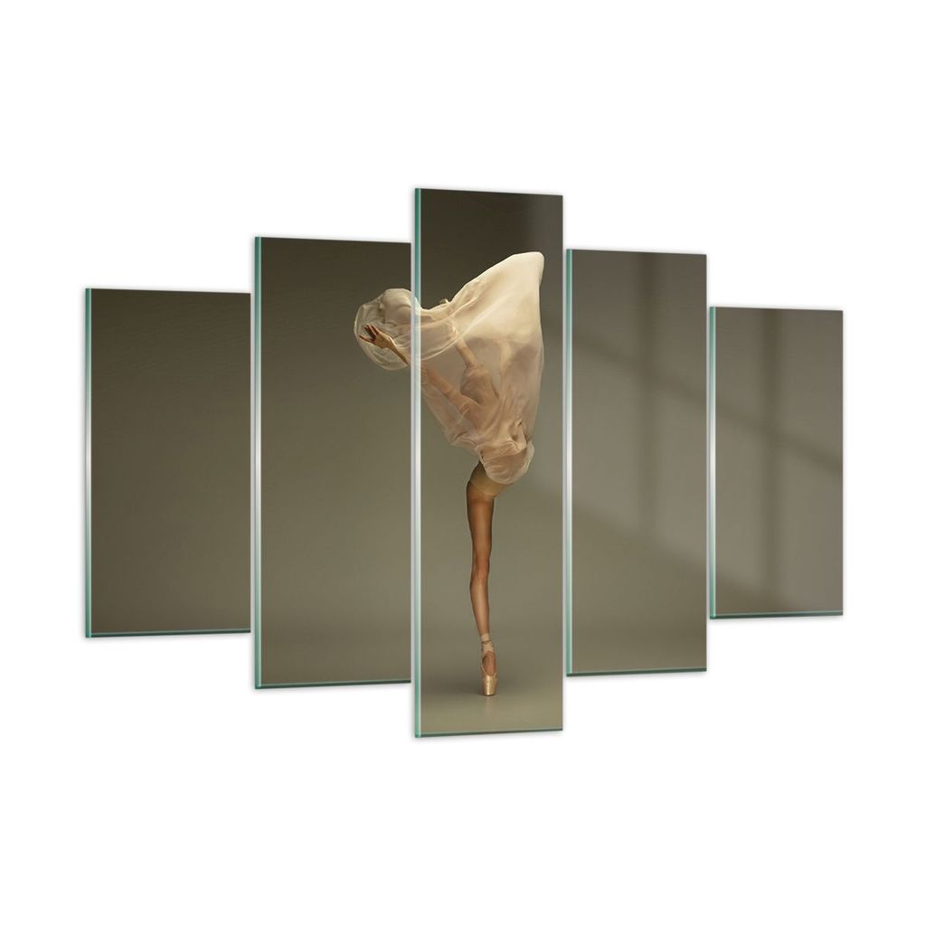 Bilder auf glas - 5 Teile - Ballerina Figur Tanzen - 150x100cm - Glasbilder - Wandbilder - Bilder - zum Aufhängen bereit - Wanddekoration aus Glas...