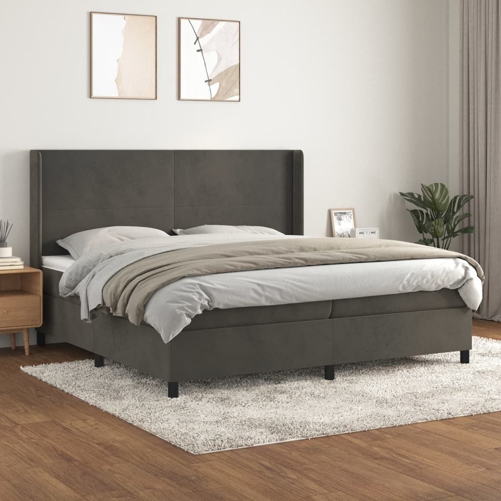 Maison Exclusive - Boxspringbett mit Matratze Dunkelgrau 200x200 cm Samt