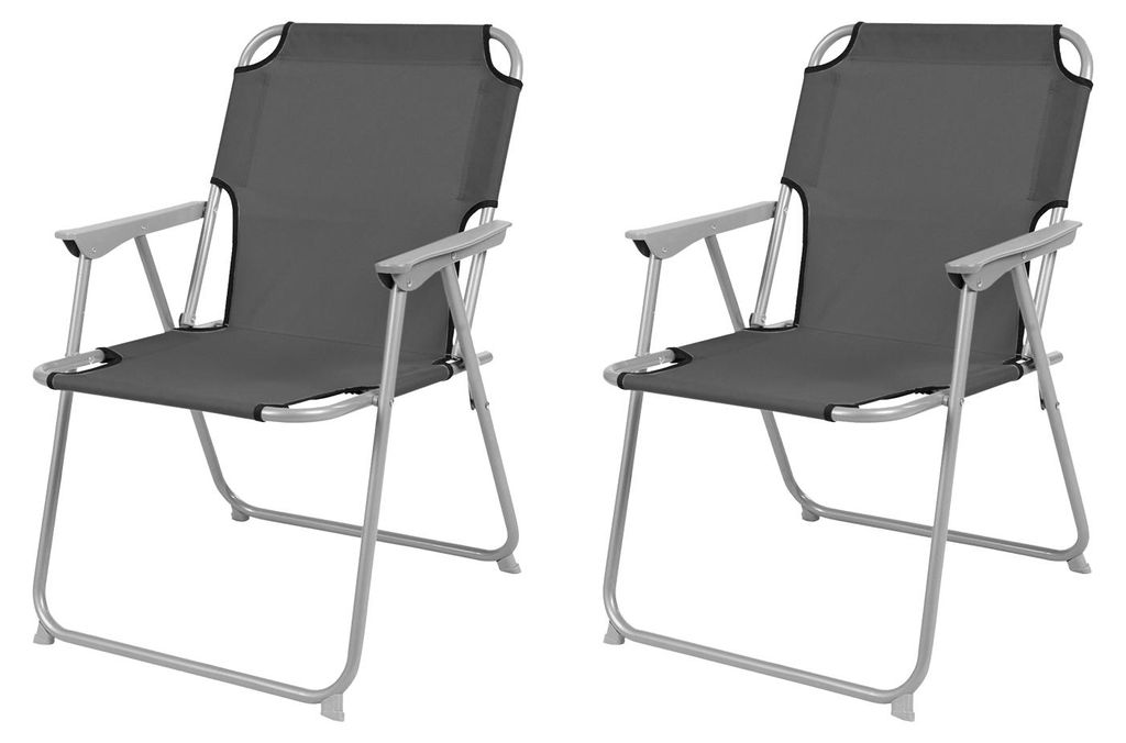 2 Stück Campingstuhl Stoff Oxfort Metall Anthrazit