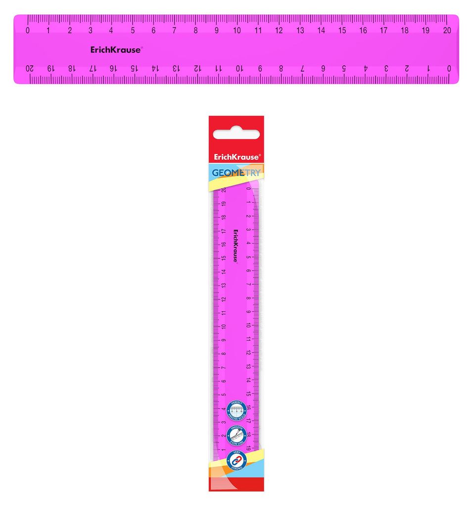 Lineal 20cm doppelseitig Kunststoff 1 Stück Neon Pink