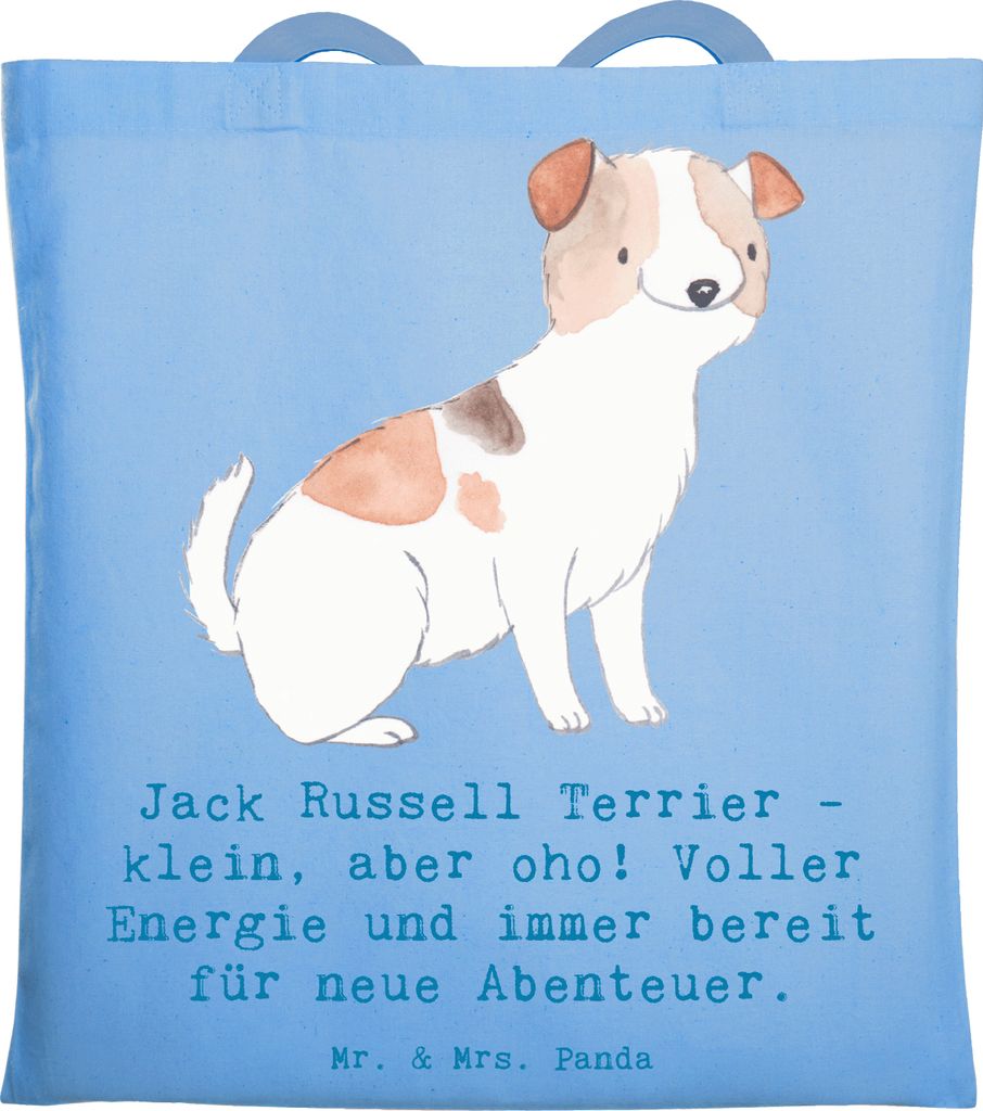 Mr. & Mrs. Panda Tote Bag Jack Russell Terrier - Sky Blue - Geschenk, Hunderassen, totebag, unerschrocken, intelligenter Hund, Uni Tasche, Vielfalt...