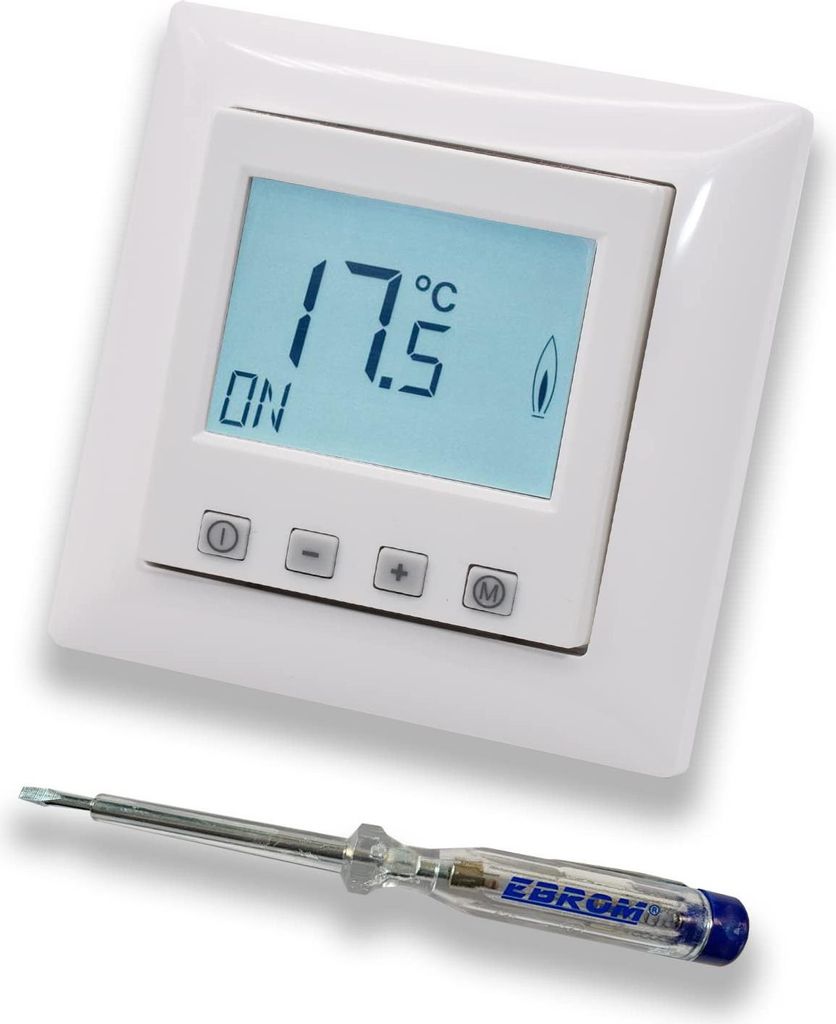 Halmburger Digitales Raumthermostat Raumtemperaturregler ERD-55rg DIGITAL in Busch Jäger Balance SI alpinweiß, 1-Fach Rahmen + EBROM Phasenprüfe...