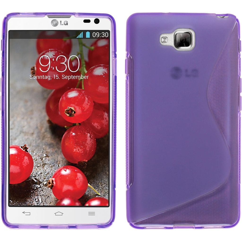 PhoneNatic Case kompatibel mit LG Optimus L9 II - lila Silikon Hülle S-Style + 2 Schutzfolien