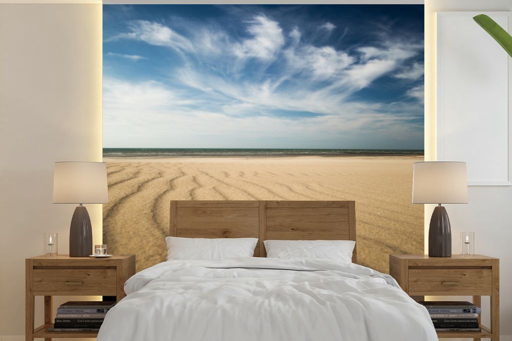 MuchoWow Fototapete für Wohnzimmer oder Schlafzimmer Wandtapete Vinyl Motivtapete Europa - Strand - Wolken - 350x350 cm - Schlafzimmertapete