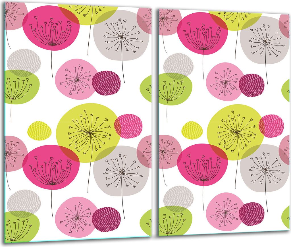 Herdabdeckplatten Glaskeramikkochfeld-Abdeckung Spritzschutz Glas 60x52cm Blume
